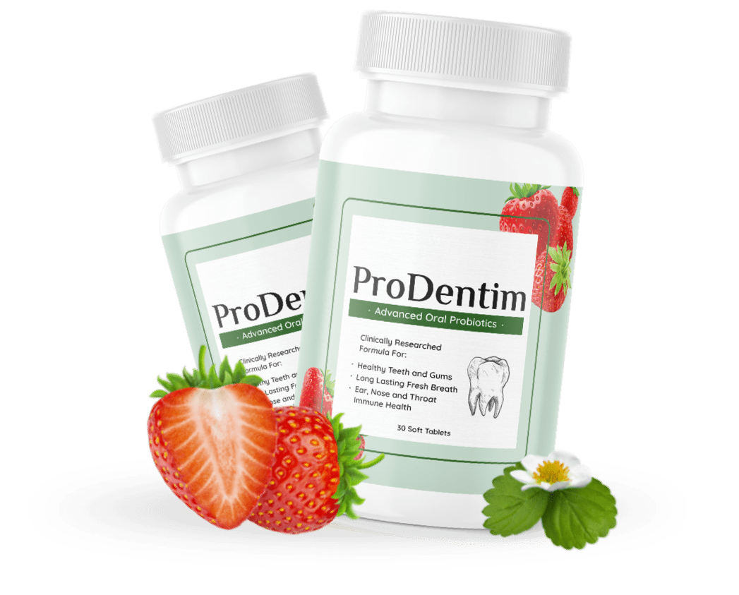Fresh, ripe strawberries featured in ProDentim, known for containing malic acid to naturally support tooth whiteness.